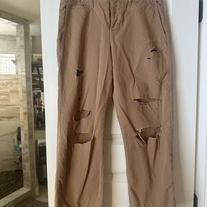 Frame Denim Women's Tan Distressed Chinos